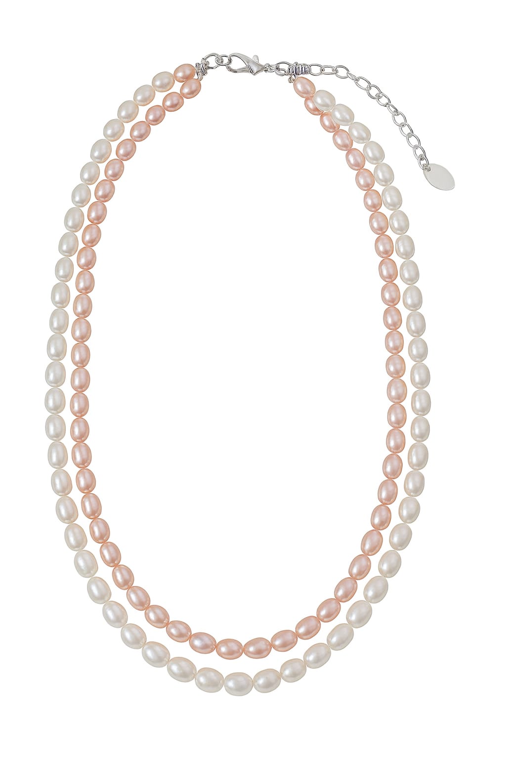 Double Layer Pink & White Pearl Choker Necklace