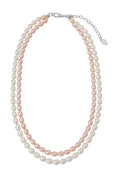 Double Layer Pink & White Pearl Choker Necklace