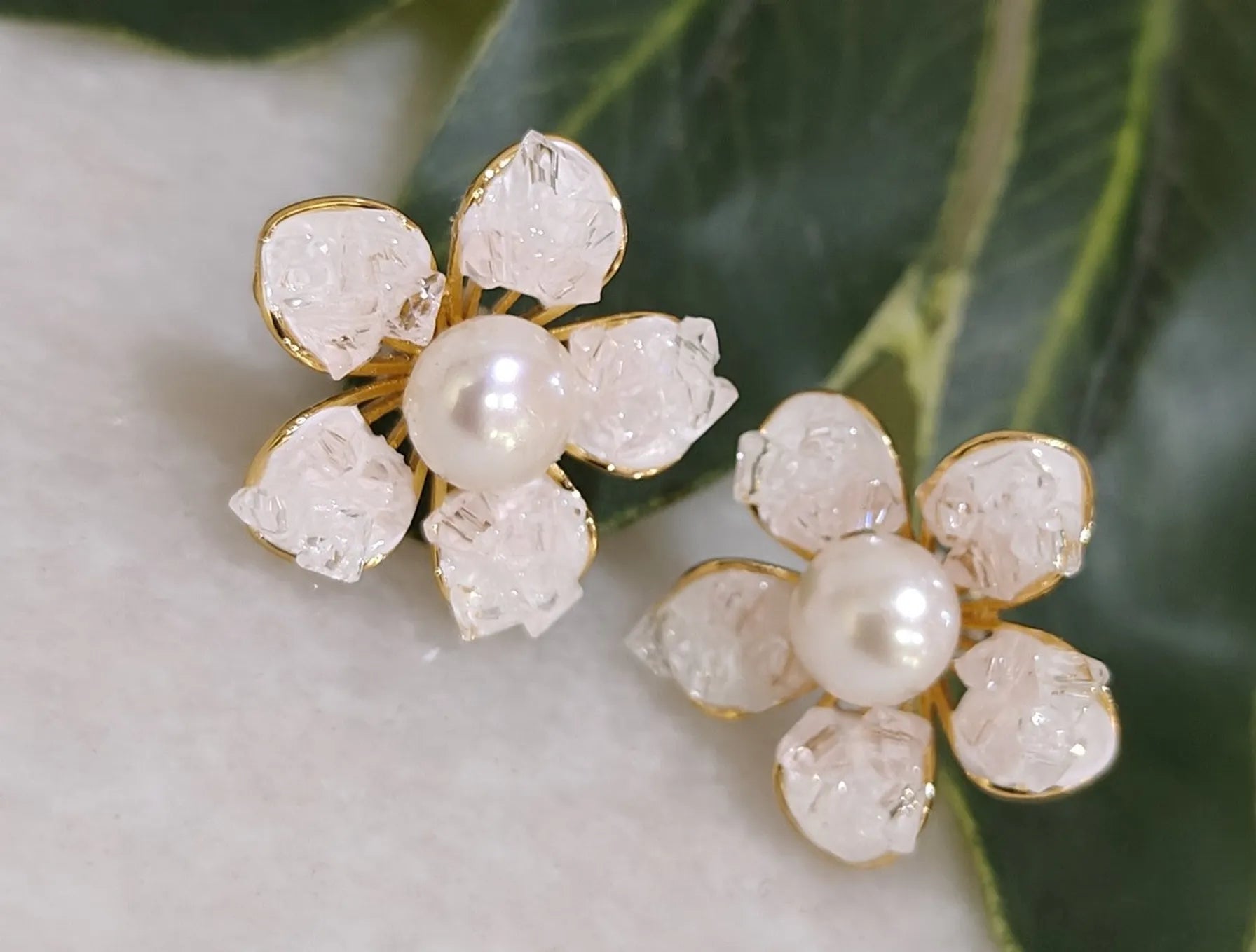 Blush Bloom Floral Pearl Earrings