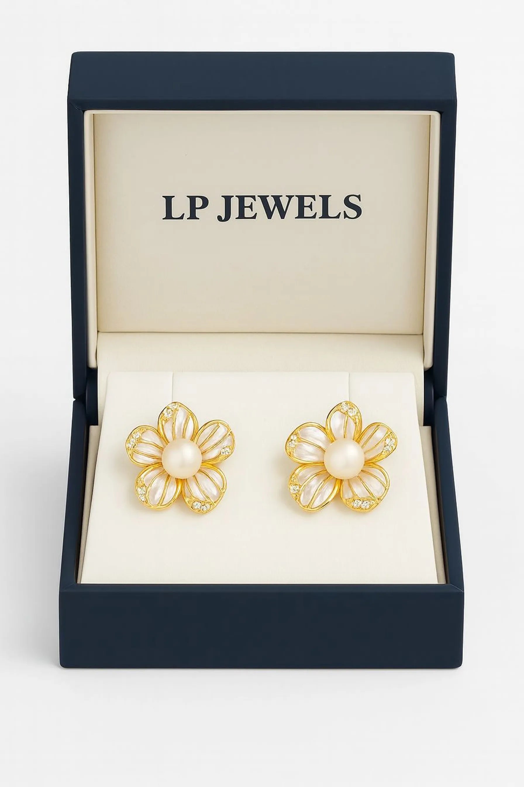 Gold Flower Stud Earrings for Women