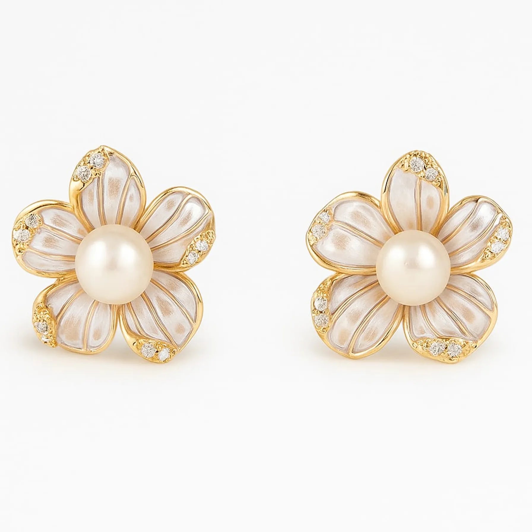 Gold Flower Stud Earrings for Women
