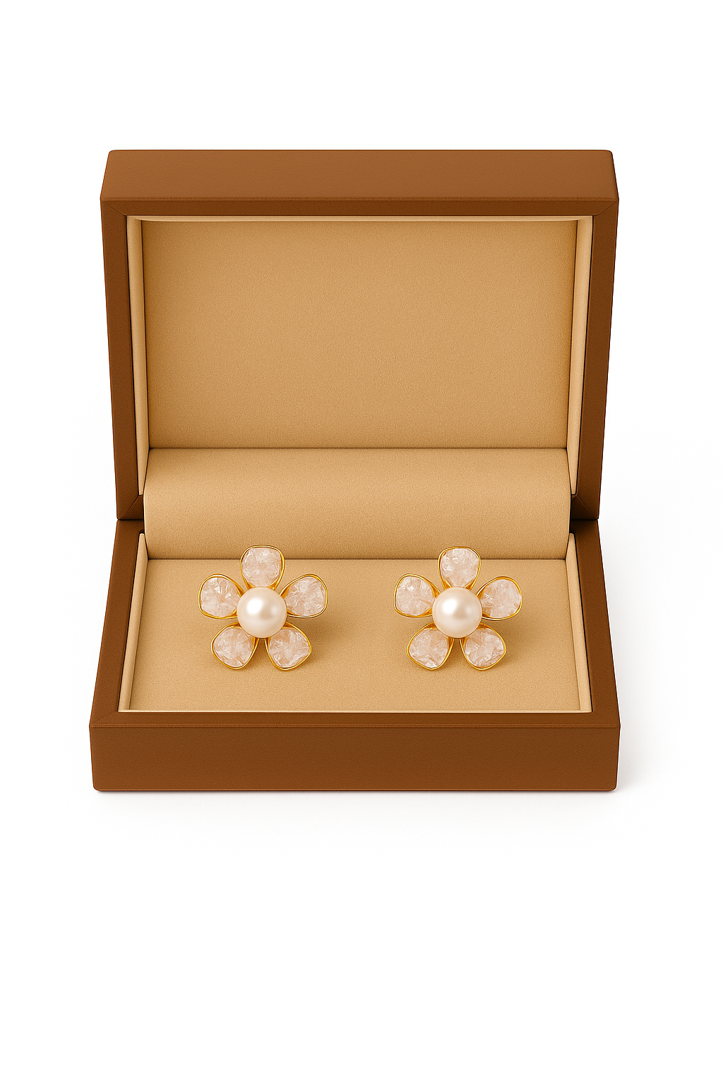 Floral Pearl Earring Combo Set with 7mm Pearl Studs | LP Jewels