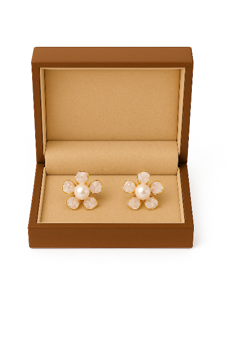 Blush Bloom Floral Pearl Earrings