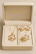 Floral Pearl Jewelry Combo Set with Gold and Silver Finish