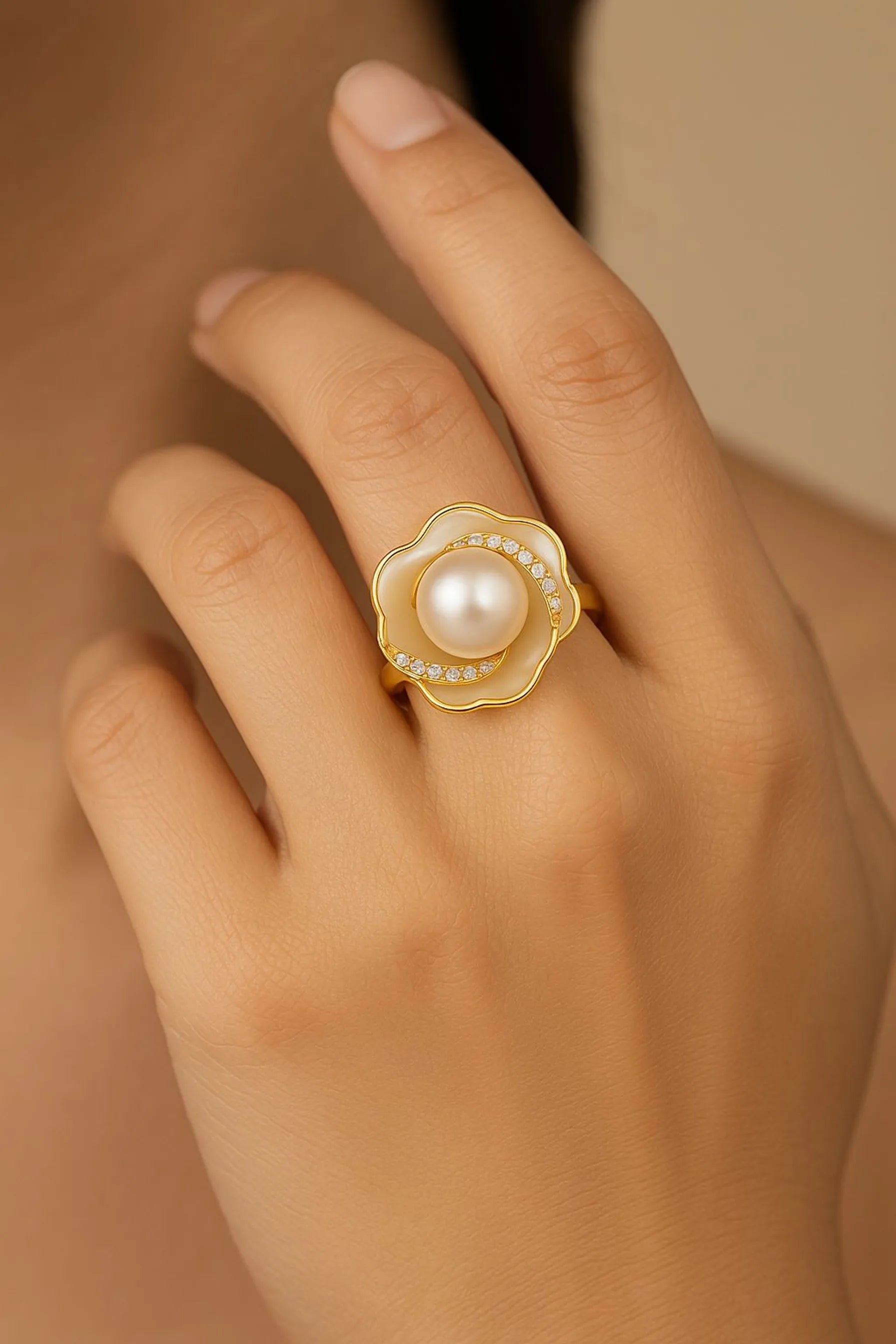 LP Jewels Elegant Pearl Flower Ring