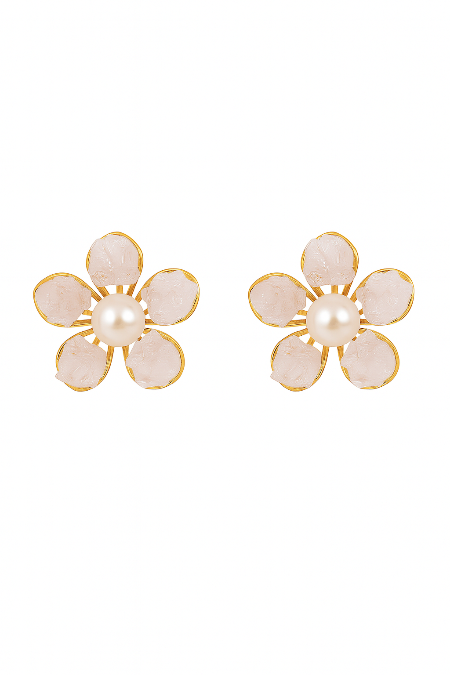 Blush Bloom Floral Pearl Earrings