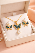 Butterfly Pearl Pendant & Earrings Set – Natural Freshwater Pearls