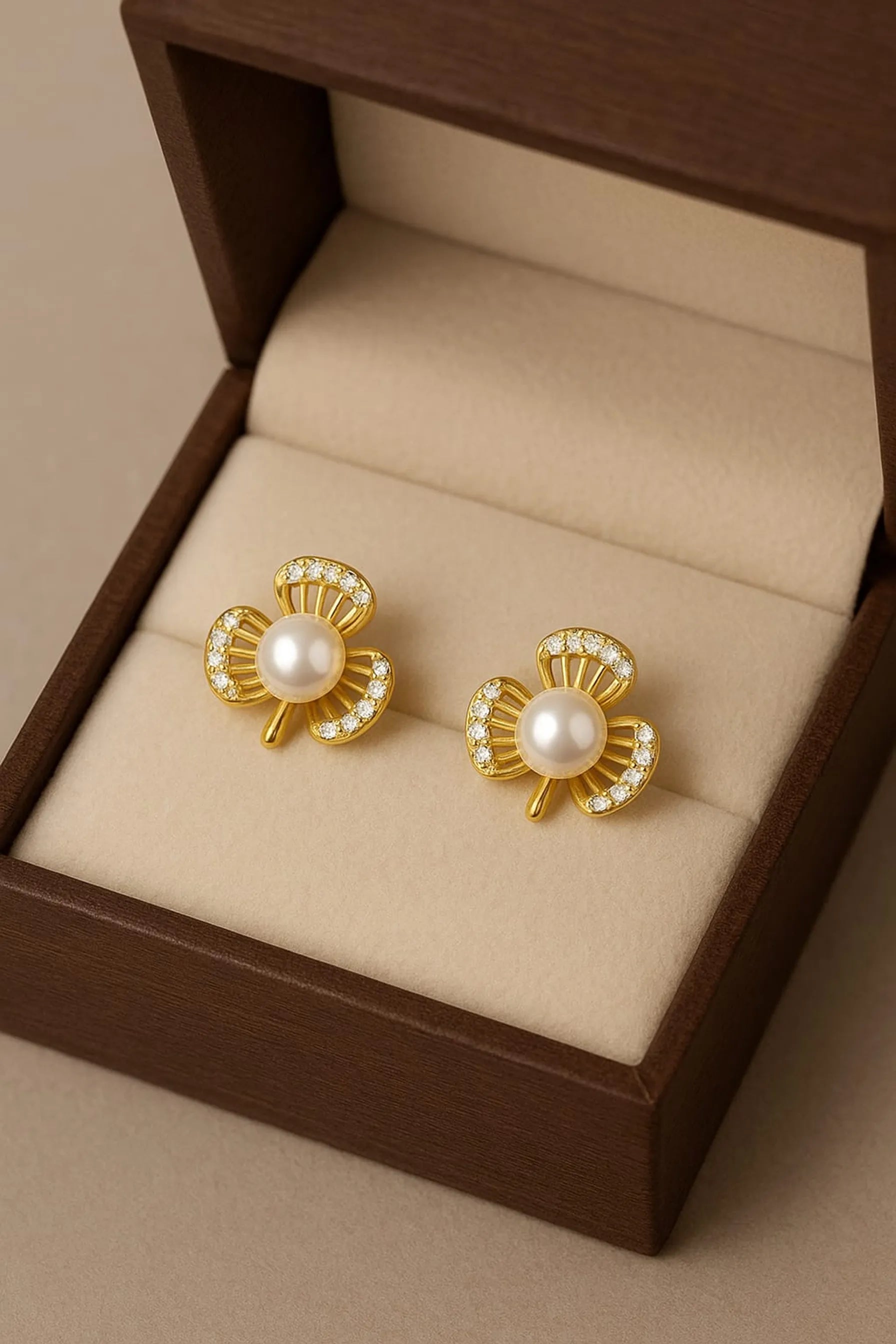 Floral Pearl Stud Earrings