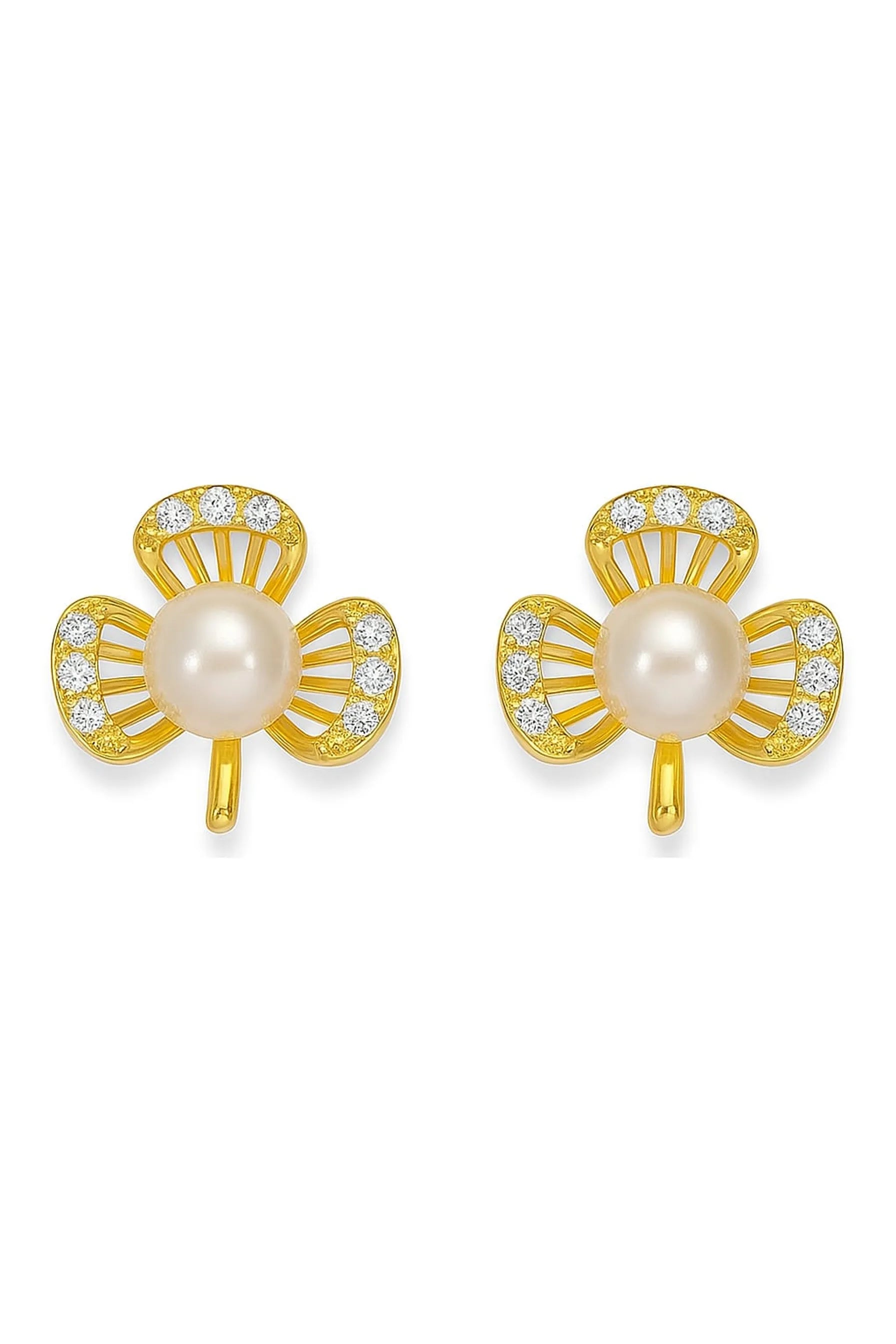 Floral Pearl Stud Earrings