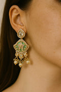 Traditional Meenakari Earrings with Pearl Danglers