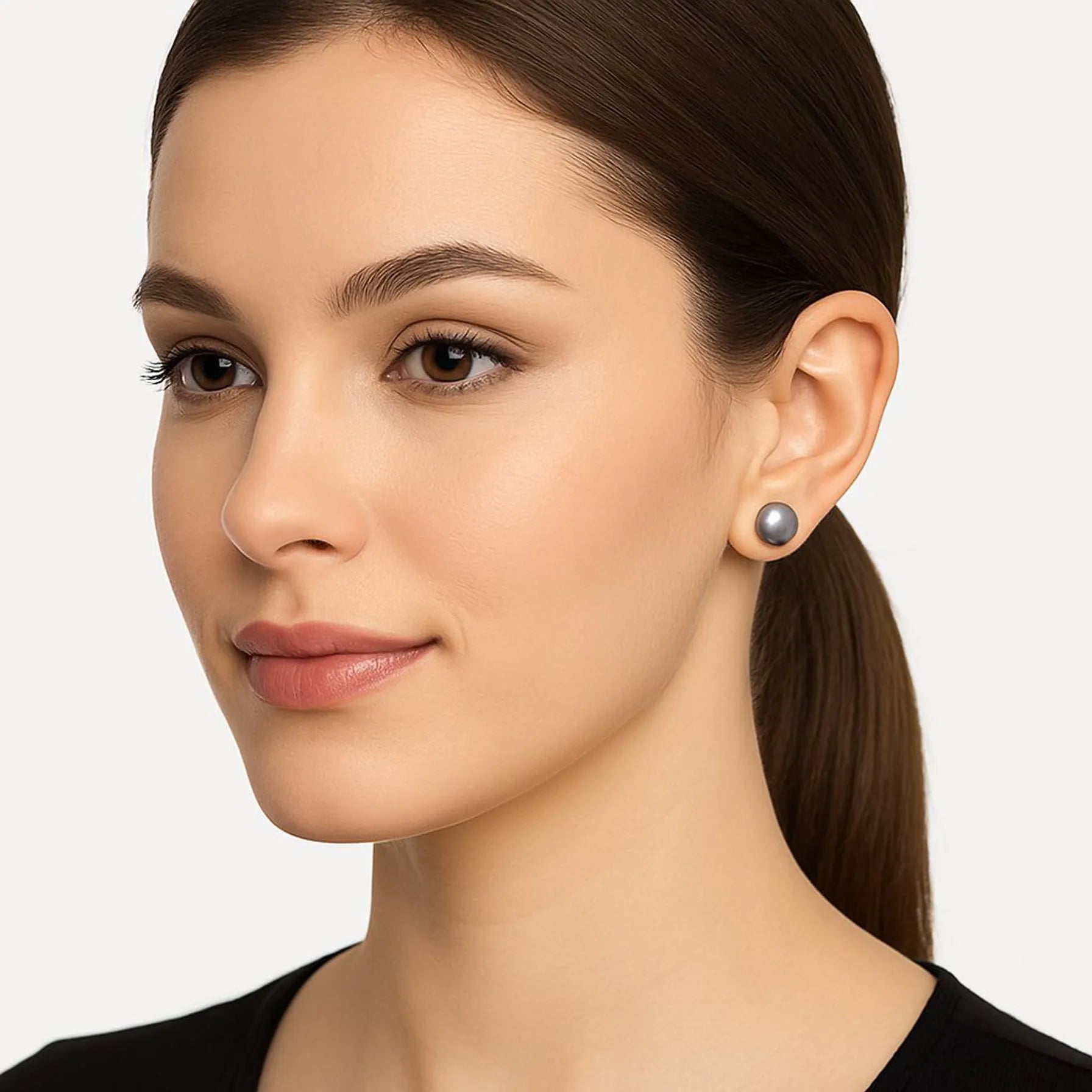 Classic Black Pearl Stud Earrings