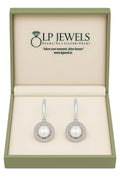 Elegant Pearl & Zirconia Halo Drop Earrings