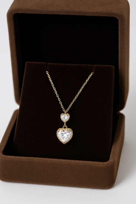 LP Jewels Designer Twin Heart Pendant Chain for Women