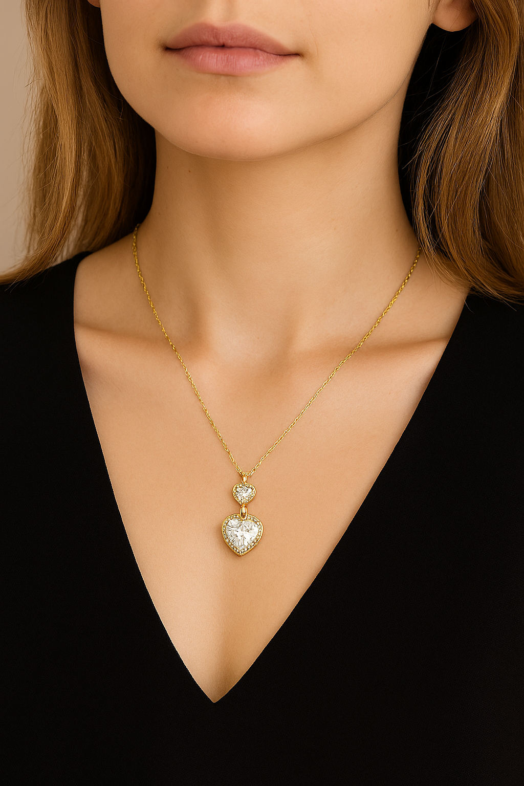 LP Jewels Designer Twin Heart Pendant Chain for Women