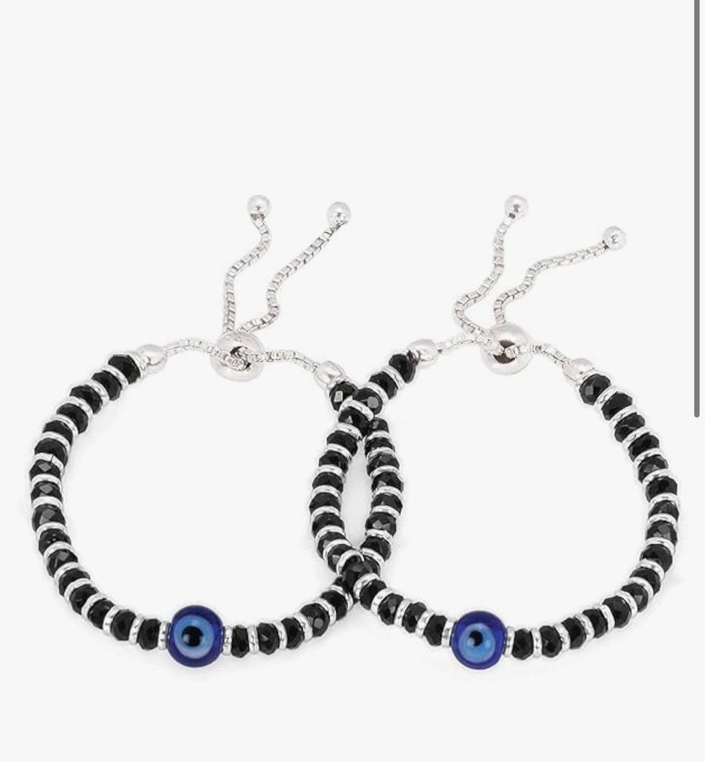 Newborn Evil Eye Bracelet with Black Beads