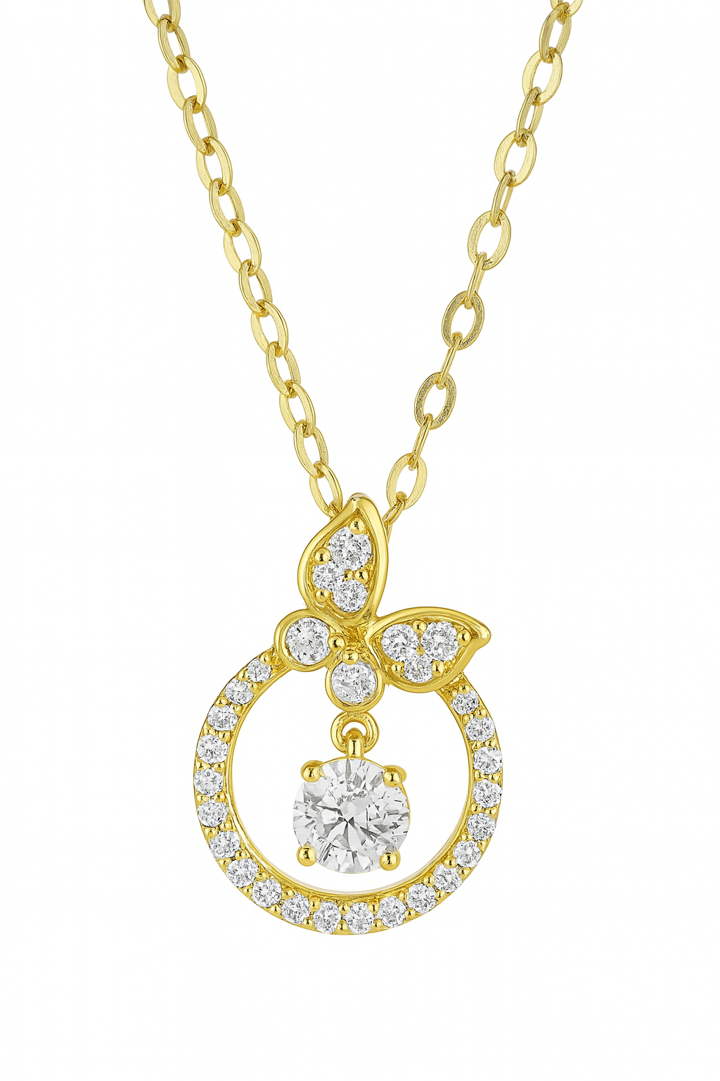 LP Jewels Designer Leaf Motif Pendant Necklace with Crystal