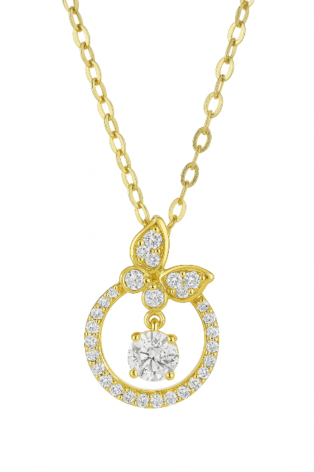 LP Jewels Designer Leaf Motif Pendant Necklace with Crystal