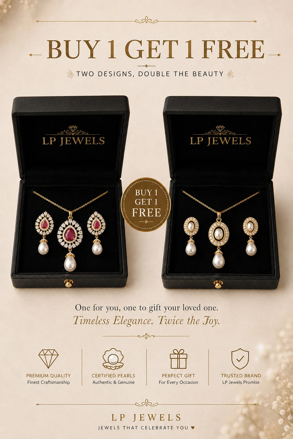 Pearl & Ruby Pendant Set Combo – B1G1 Free - LP Jewels