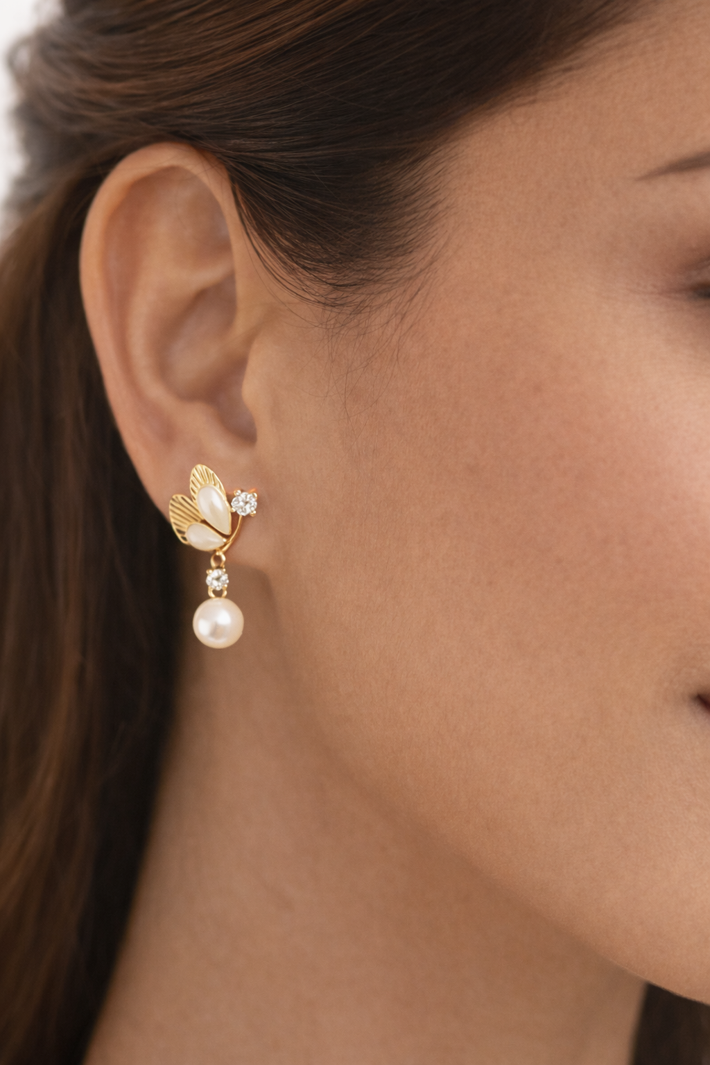 LP Jewels Butterfly Pearl Drop Earrings – Elegant Freshwater Pearl Dangle Earrings