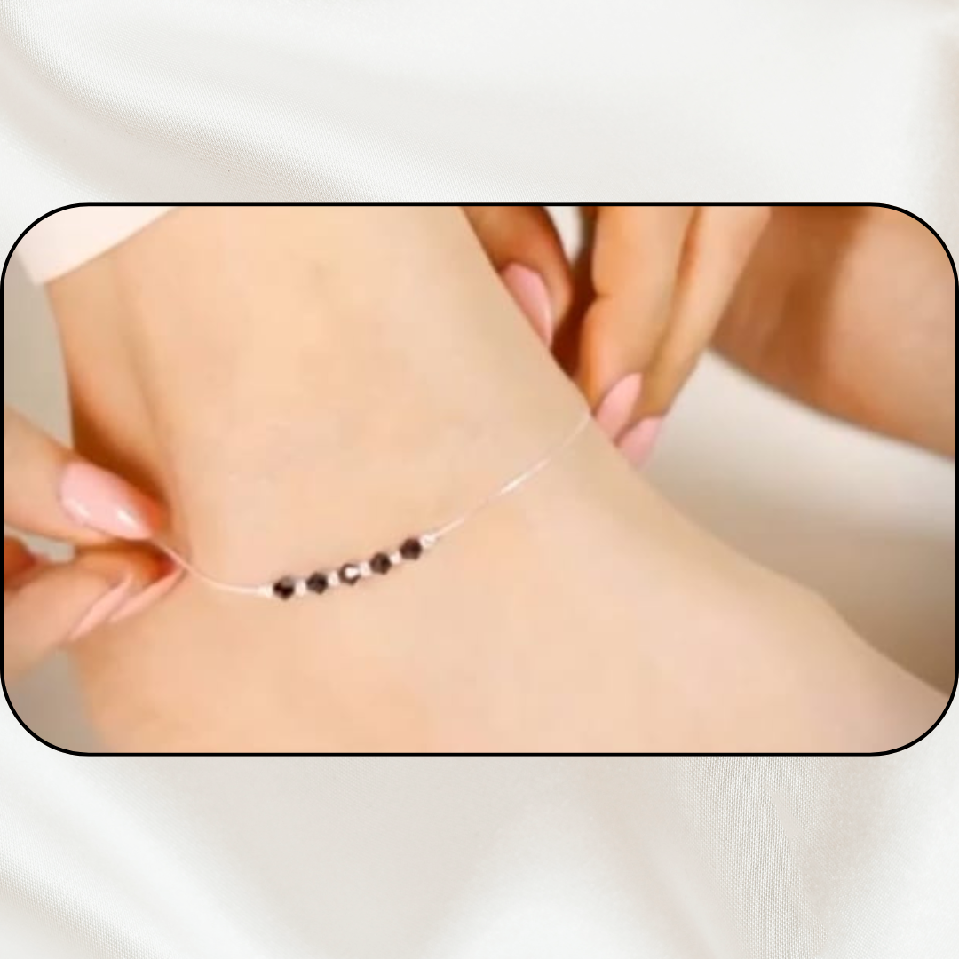 BLACK BEADS ANKLET PAIR