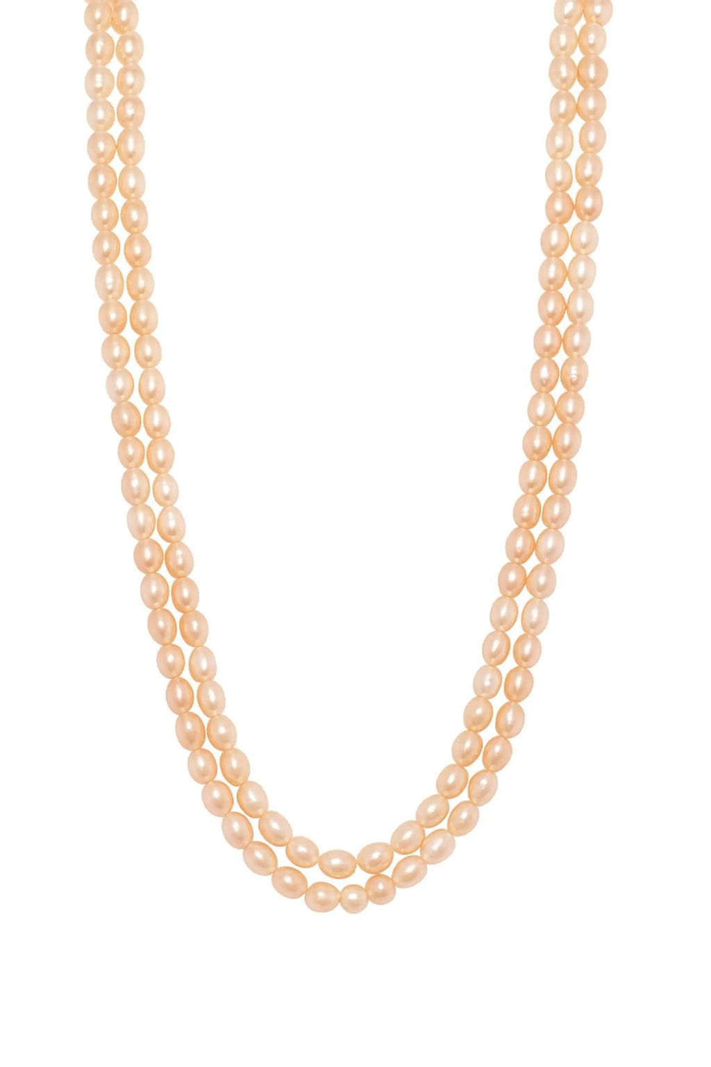 LP Jewels Classic Double Layer Peach Pearl Necklace