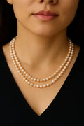 LP Jewels Classic Double Layer Peach Pearl Necklace