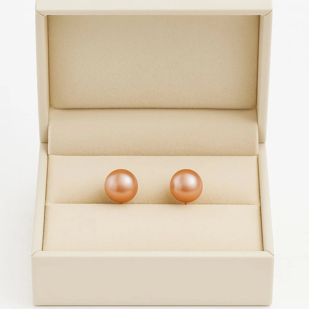 Peach Pearl Stud Earrings