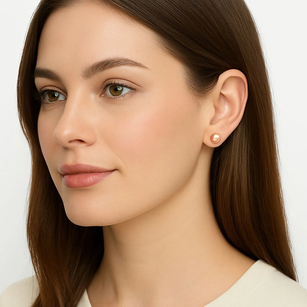 Peach Pearl Stud Earrings