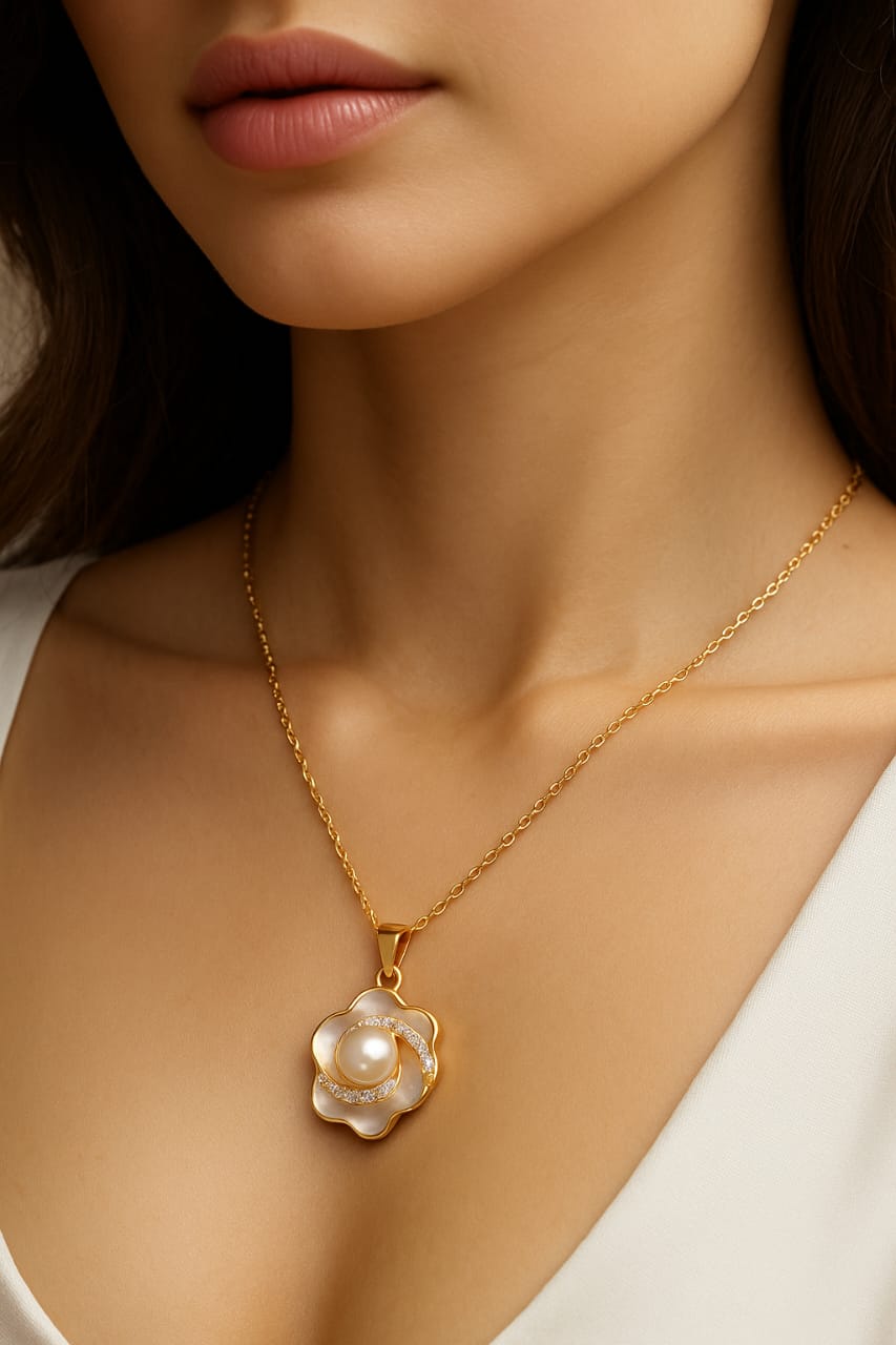 Elegant Pearl Blossom Pendant Necklace