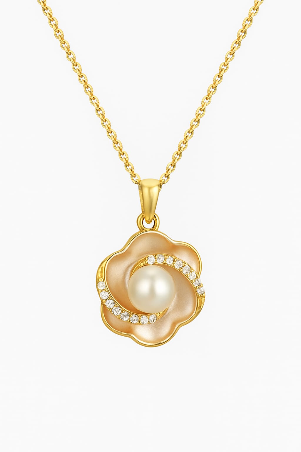 Elegant Pearl Blossom Pendant Necklace