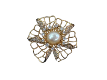 LP JEWELS Floral Pearl Pendant Cum Brooch – Gold Finish Statement Jewelry with Freshwater Pearl - LP Jewels