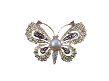 Elegant Freshwater Pearl Butterfly Brooch/Pendant - LP Jewels