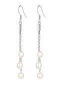 Long Drop Earrings with Oval Freshwater Pearls