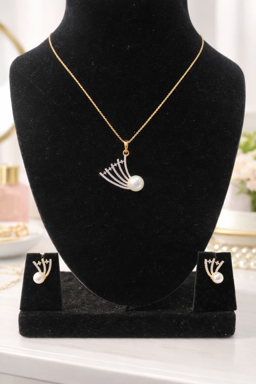 LP JEWELS- Contemporary Pearl Pendant Necklace Set for Women