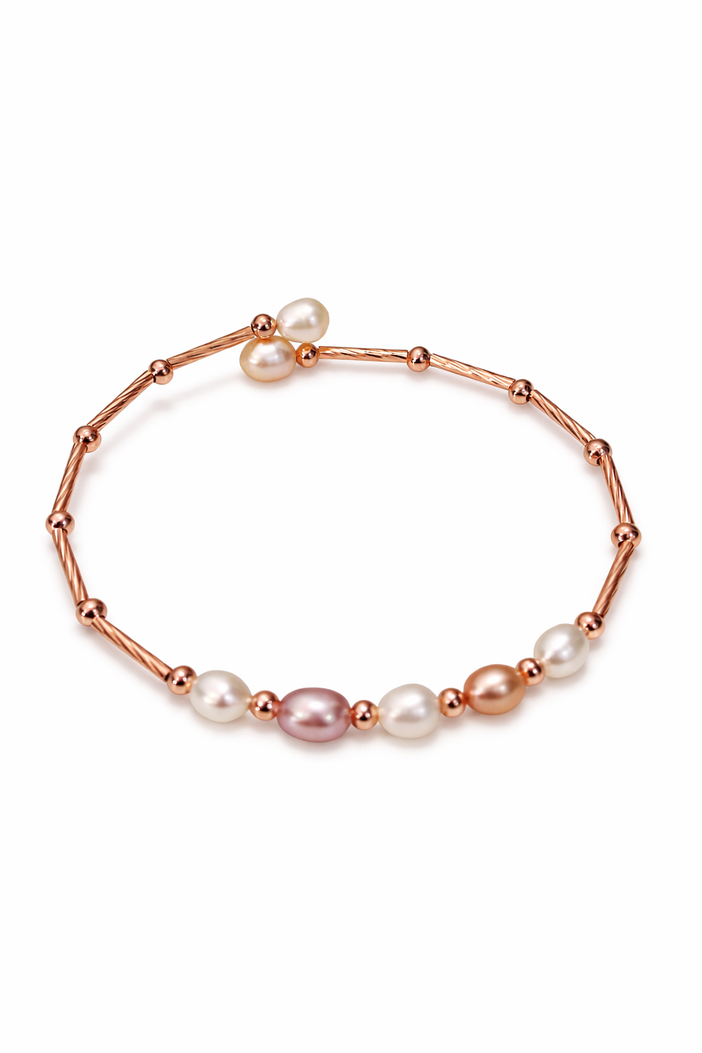 Rose Gold Multicolor Pearl Adjustable Bracelet – Elegant & Timeless