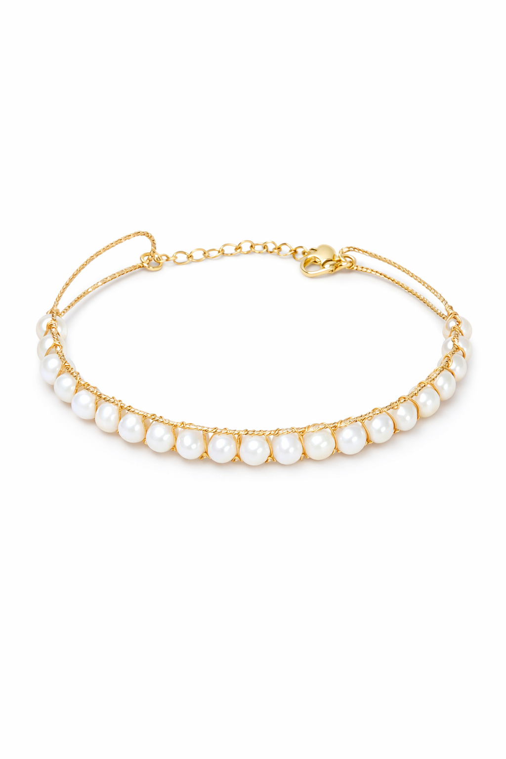 Elegant Freshwater Pearl Gold-Tone Bracelet | Classic Pearl Chain Bracelet | LP Jewels