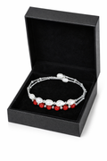 Freshwater Pearl & Red Coral Bead Bracelet in Silver | Designer Pearl Bracelet | LP Jewels