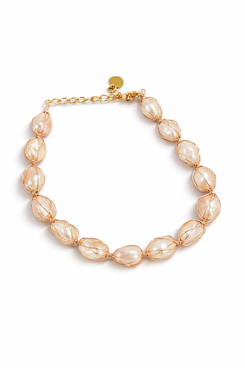 Elegant Wire-Wrapped Freshwater Pearl Bracelet in Gold Tone | Designer Pearl Bracelet | LP Jewels