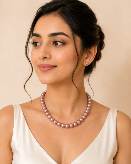 11-14mm Fancy Pink Pearl Mala Necklace | LP JEWELS