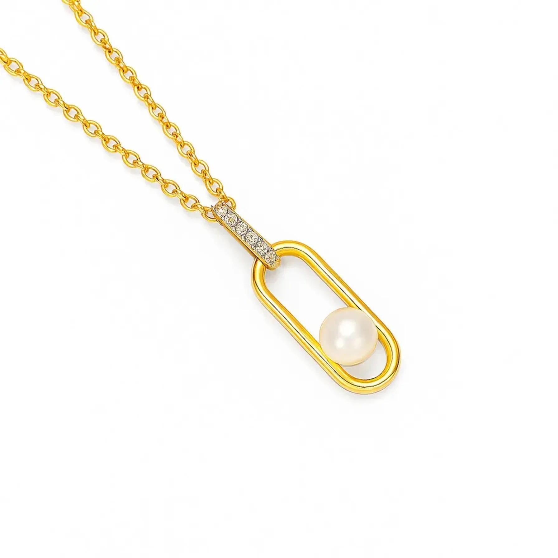 Modern Rectangle Pearl & Gold 3-Piece Jewelry Set