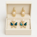 Elegant Pearl & Butterfly Earrings Combo Set – Premium 2 Pair Gift Box