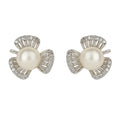 Graceful Pearl Earrings with Baguette Crystal Accents