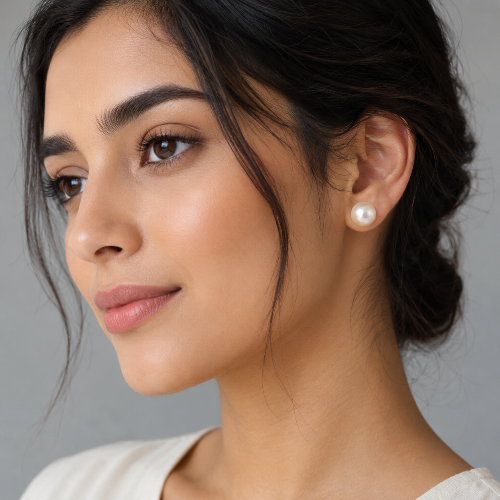 LP JEWELS 8mm South Sea Pearl Stud Earrings for Women | Classic Luxury Pearl Earrings