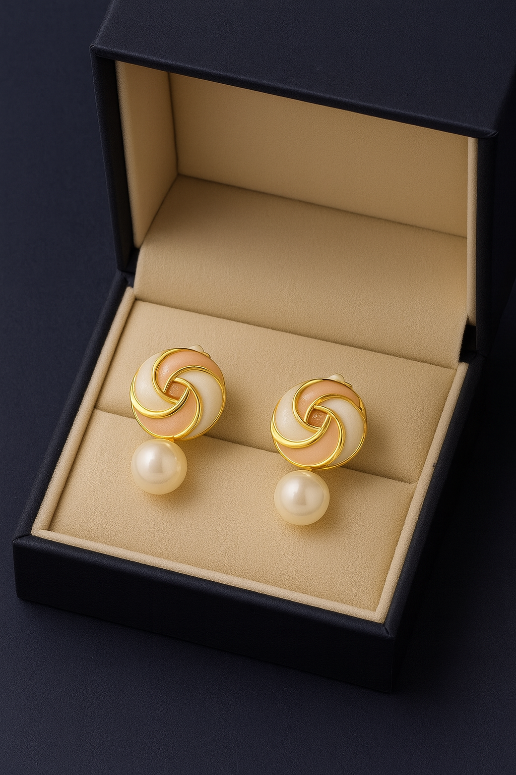 LP Jewels Pearl Earring Trio Set – Drop, Spiral & 7mm Pearl Stud Earrings Gift Box