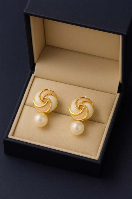 LP Jewels Pearl Earring Trio Set – Drop, Spiral & 7mm Pearl Stud Earrings Gift Box