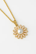 LP Jewels Sunflower Pearl Pendant Necklace for Women