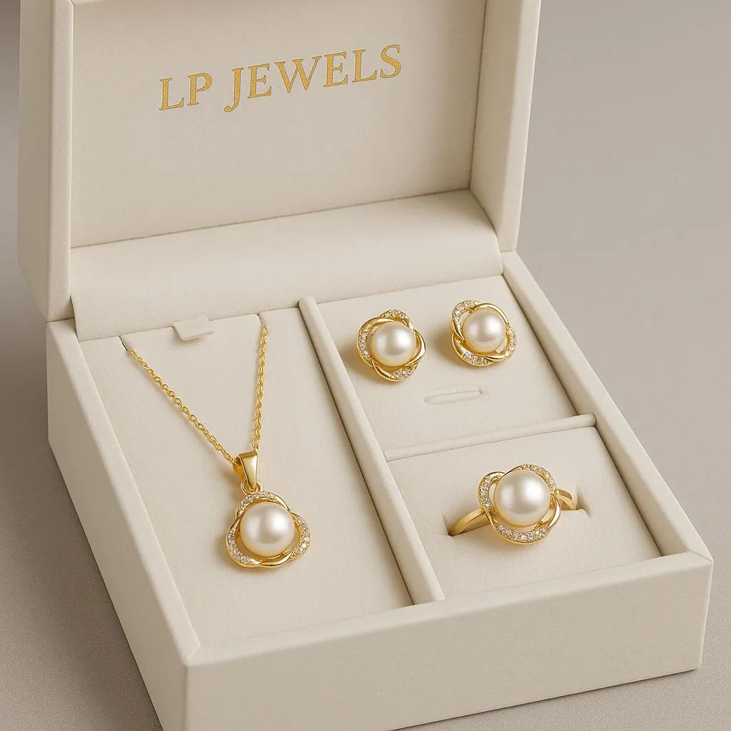 Graceful Pearl Combo Set with Gold Polish