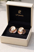 LP Jewels Blossom Pearl Stud Earrings – Natural Freshwater Pearl Floral Earrings