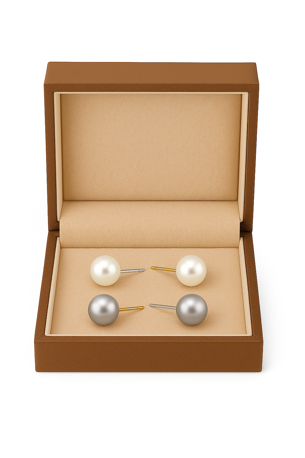 COMBO WHITE & GREY REAL PEARL STUDS